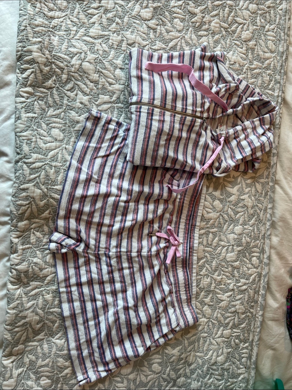 Roller Rabbit Striped Pink & White Two-Piece Loungewear Set